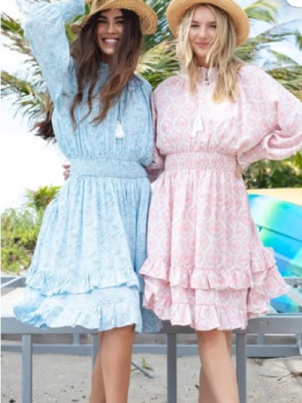 Yakira Bella ditsy dress in solid light aqua